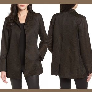NWT $498 Eileen Fisher Silk Blend Jacquard Jacket in‎ Black [SZ Small ]